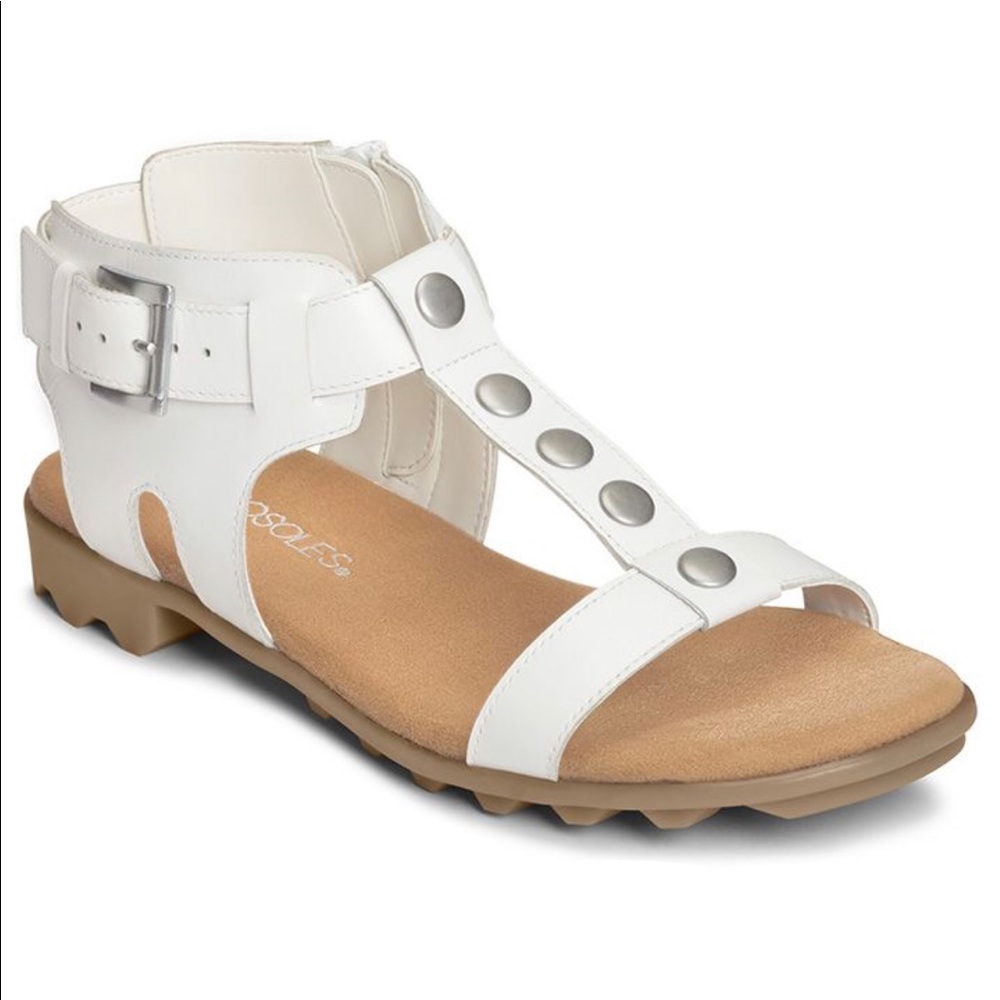 Aerosoles Chandelier White Sandals Studded 8M